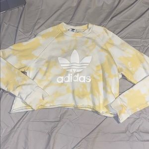 Bleach Dyed Adidas Crop Sweatshirt